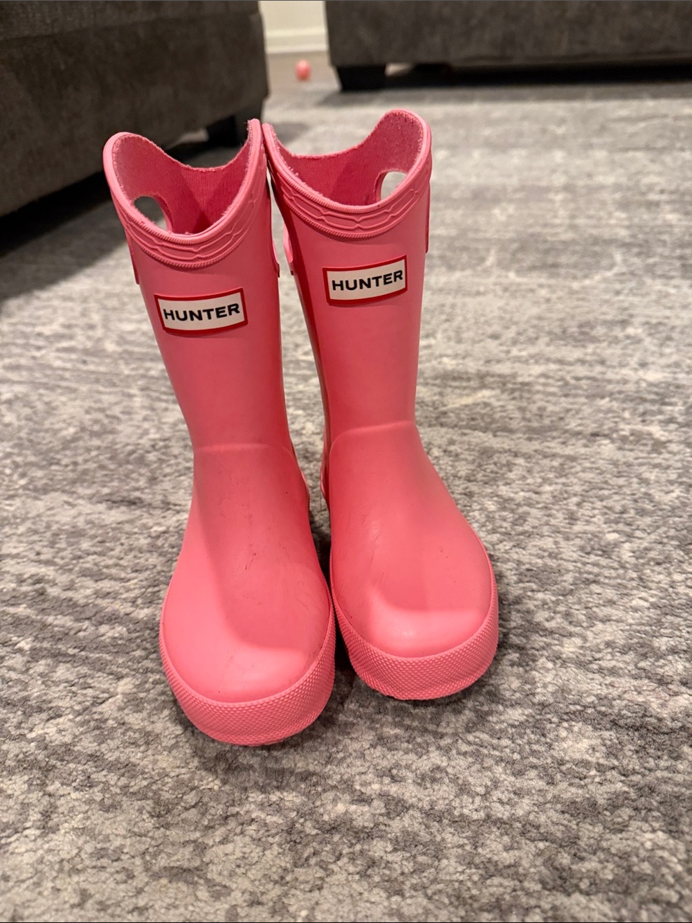 Hunter Bright Pink Kids Rain Boots with Pull Handles